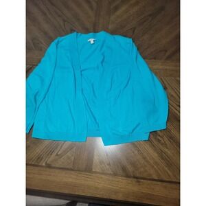 Talbots Women's Teal Blue Cardigan Sweater Size 1 Lightweight Open Front